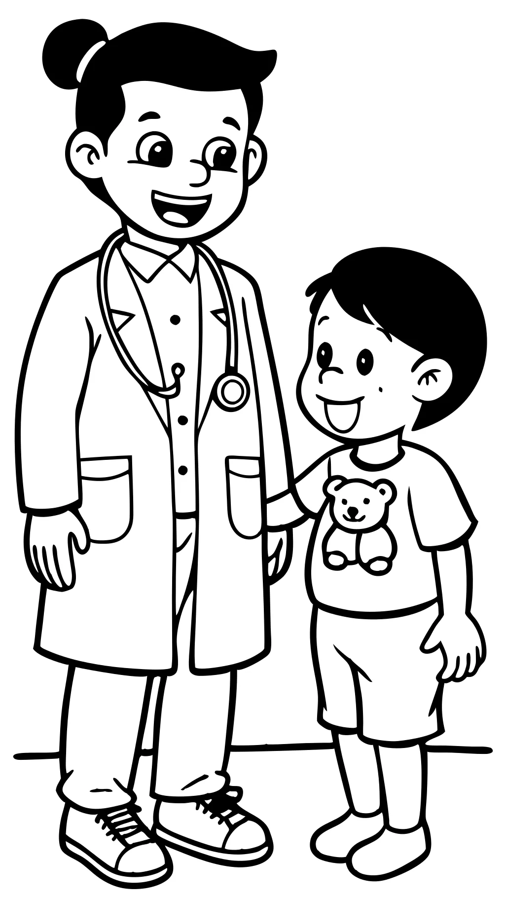 coloring page of a doctor